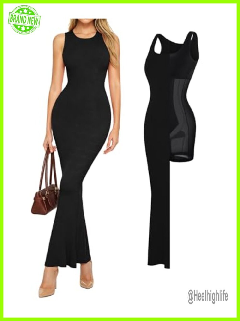 Built-in Bra Shapewear Maxi Dress Sleeveless Modal Bodycon